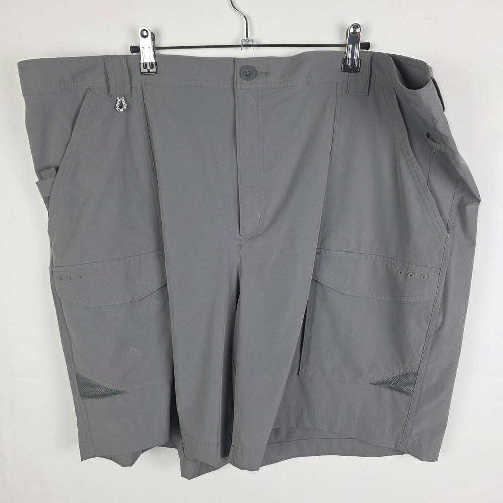 Columbia PFG Blood and Guts III Grey Fishing Cargo Shorts Mens XXL 8 Inch Inseam